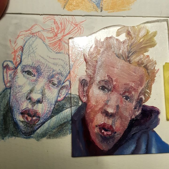 oil on glass